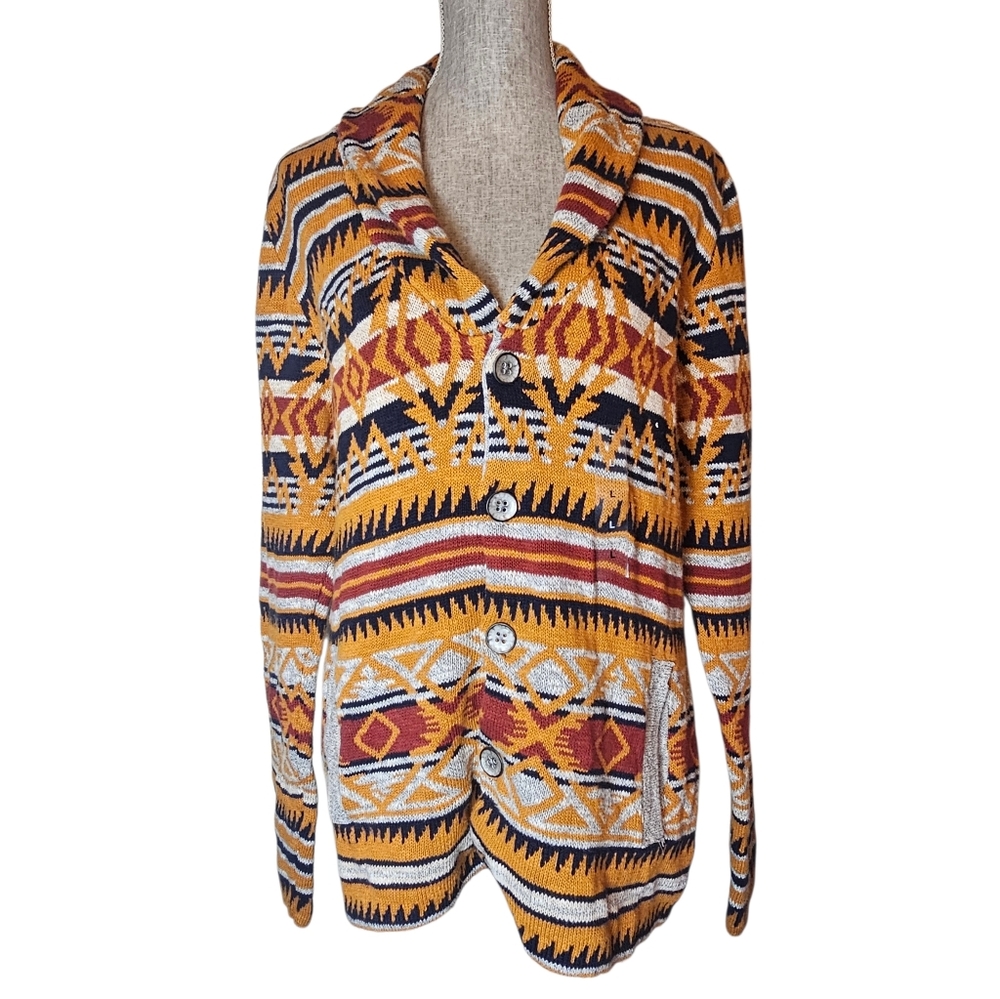 American Rag Cardigan Sweater - Men's Size L - Aztec Southwest Scandi Grandpa - Picture 2 of 13